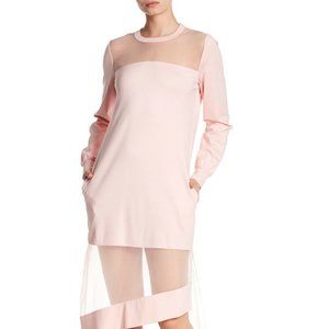 TOV Women's Sheer Asymmetric Hem Long Sleeve Cockt